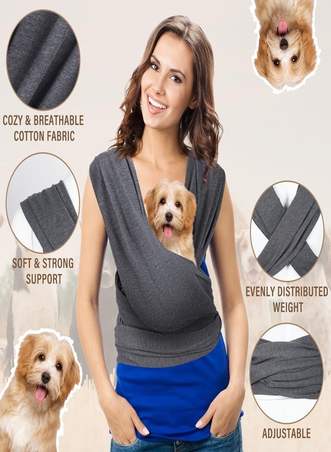 Clysee Dog Sling Carriers, Cat Wrap Carrier Chest, Front Facing Dog Sling, Hands Free, Size Adjustable, Soft Cotton, Swaddle Bag for Outdoor(Grey) - Image 3